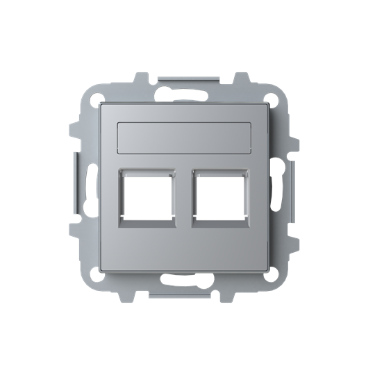 Панель розетки ABB Niessen Sky 8518.2 PL 2xRJ12/RJ45 супорт Сріблястий (2CLA851820A1301)