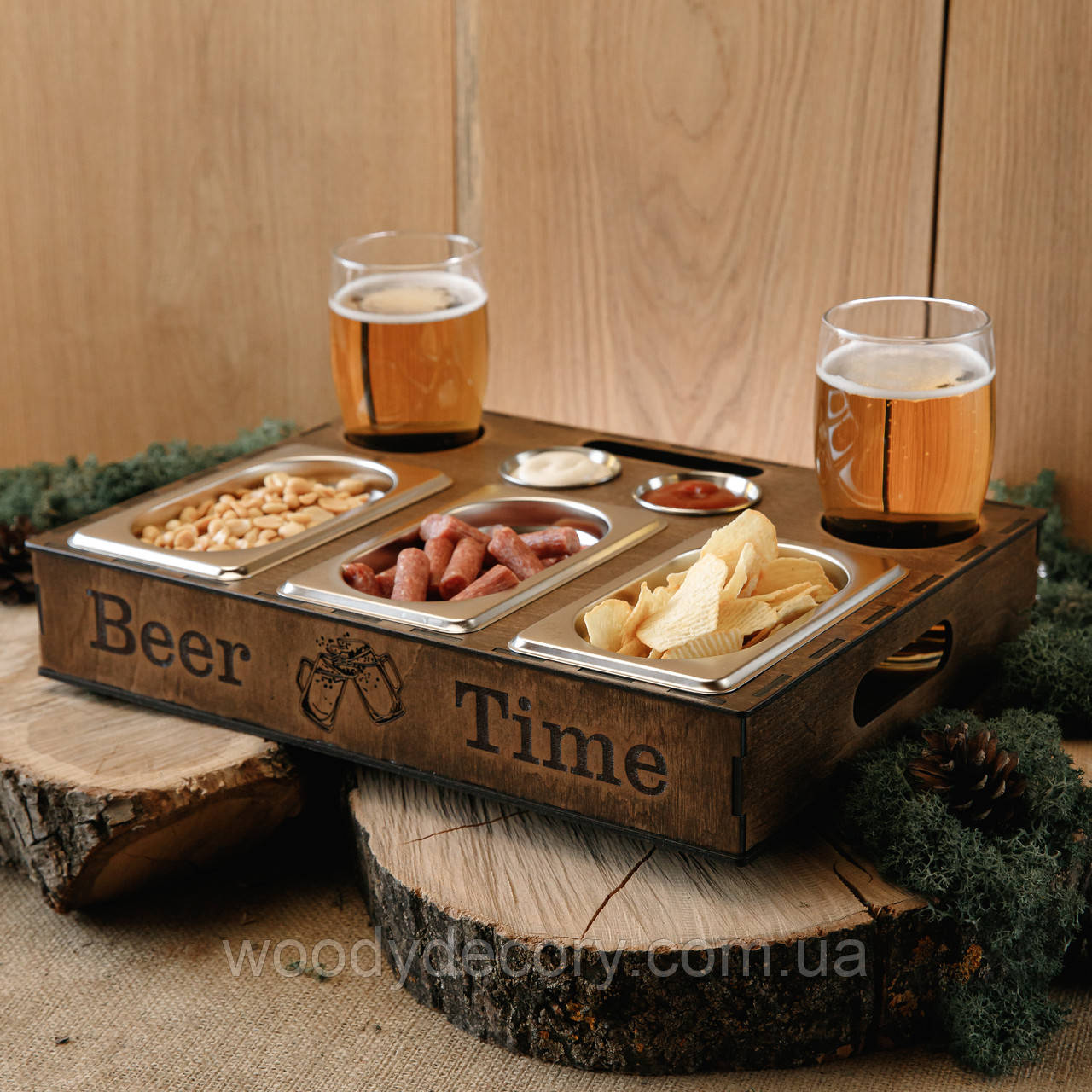 Купить Пивной органайзер, бокс для пива (на 3 емкости и на 2 соусницы ...