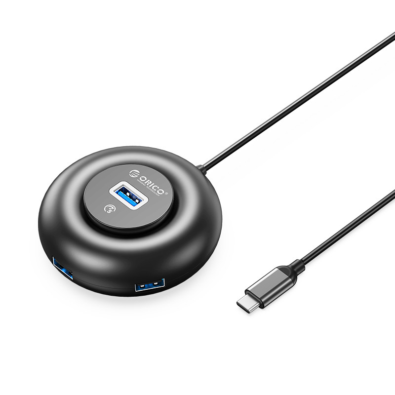 USB-хаб Orico з 5-ма портами 1 шт USB 3.0, 3 шт USB 2.0 та Type-C для додаткового живлення з кабелем 1.8 м Чорний