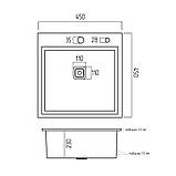 Кухонна мийка Platinum Handmade 4545 HSB квадратний сифон 3,0/1,0, фото 7