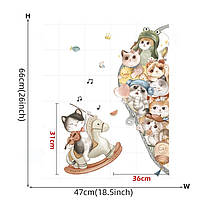 Вінілові наклейки 8 смішних котів (лист 30 х 90 см) Б254 YMM, фото 2