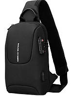 Однолямочный рюкзак Mark Ryden MR7039 влагостойкий USB кодовый замок 7л цвет черный
