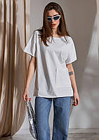 Женская базовая однотонная футболка из натурального хлопка. Модель 3000 Trikobakh Молочный