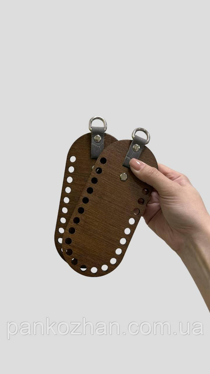 Дерев'яні боковини для в'язаної сумки, форма овал L, 18х8см, фото 1