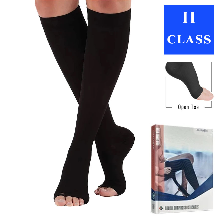 Компрессионные гольфы Aurafix AV-106, 2 класс, с открытым носком ...