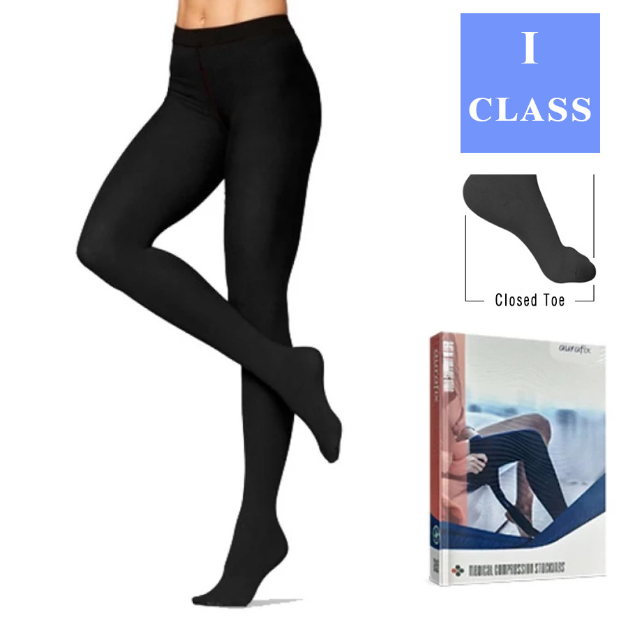 Компресійні колготки Aurafix AV-105, 1 клас, закритий носок, чорні, фото 1