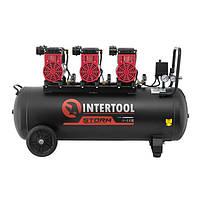 Компрессор INTERTOOL PT-0028,100 л, 3x1.1кВт, 220В, 8атм, 480 л/мин, 1400 об/мин, безмасляный, 6 цилиндров(12)