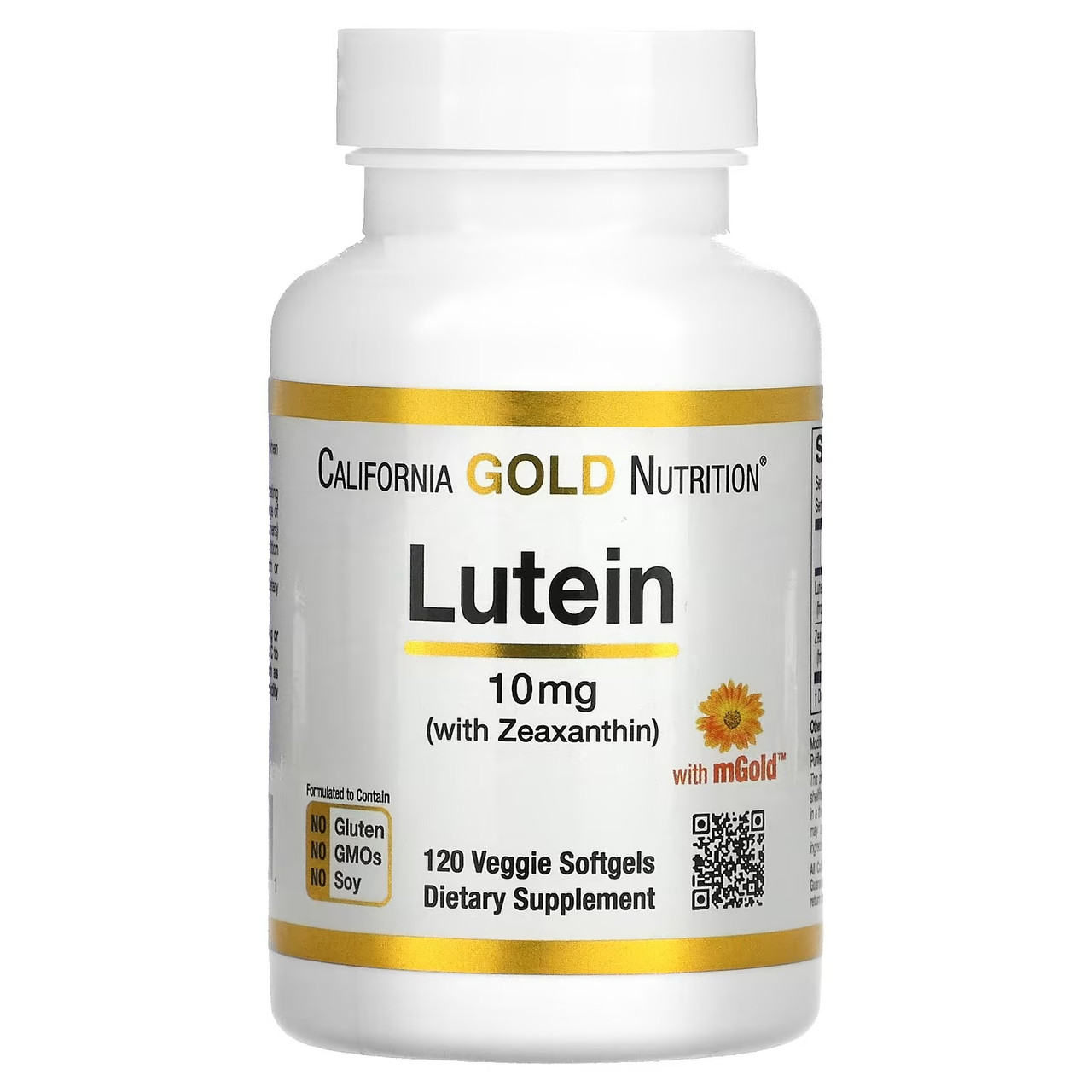 Лютеїн та зеаксантин California Gold Nutrition Lutein 10 мг with Zeaxanthin 120 капс.