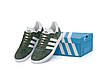 Кросівки чоловічі Adidas Gazelle Olive Green взуття Адідас Газель зелені хакі оліва замшеві, фото 3