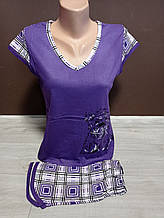 Підліткова піжама для дівчинки Туреччина Собачка футболка та шорти бавовна 10-14 років бузок фіолетовий