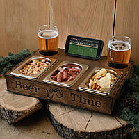 Пивний органайзер, бокс для пива (з тримачем для телефону на 3 ємності), подарунок чоловіку, коханому, тату, другу