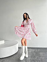 Літня жіноча сукня з імітацією корсета (Розміри 42-48), Біла в квітковий принт