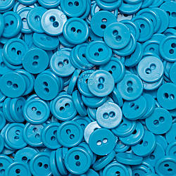 Ґудзики 11 мм на дві дірочки, колір бірюзовий