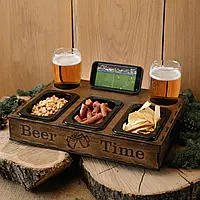 Пивний органайзер, бокс для пива (з тримачем для телефону на 3 ємності), подарунок чоловіку, коханому, тату, брату