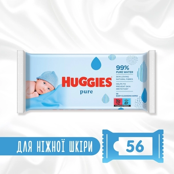 Серветки вологі дитячі Пюр Huggies 56 шт