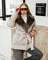 Шикарная женская зимняя светлая куртка 44