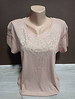 Жіноча футболка туніка  Дача 46-52 розміри блакитна та кава