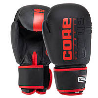 Перчатки для бокса и единоборств на липучке Core Boxing Heroe 8540 Black-Red 12 унций