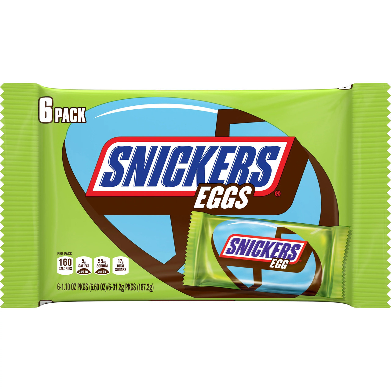 Шоколадні яйця Snickers Caramel Easter Chocolate Candy Bar Easter Egg Candy - 6 шт., фото 1