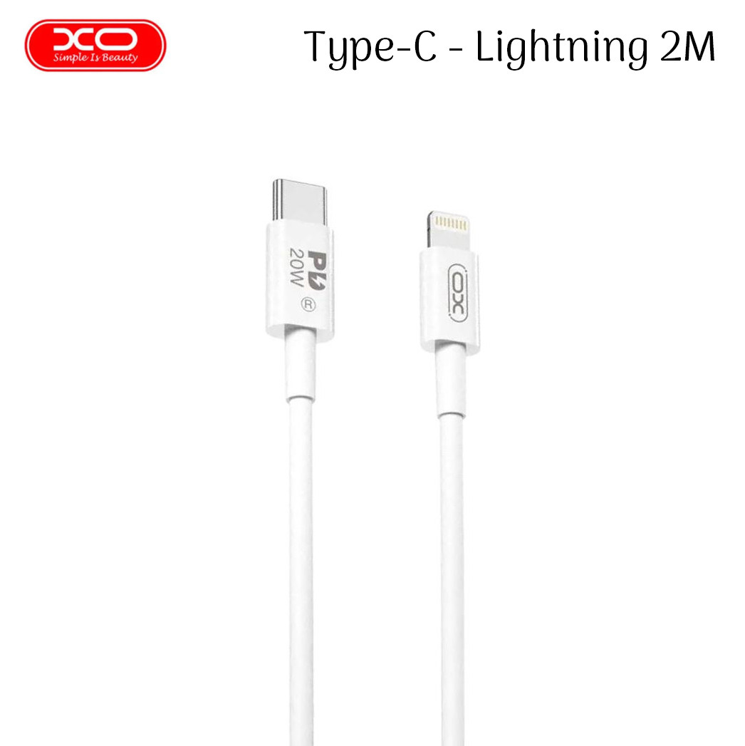 Кабель для заряджання та синхронізації USB XO NB-Q189B Type-C - Lightning 2 метри для телефону, планшета Білий