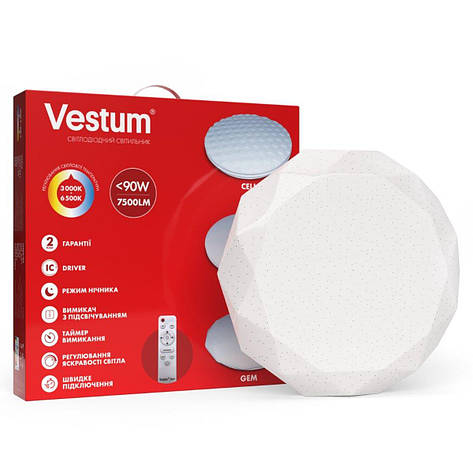 Світильник SMART Vestum GEM 90Вт 3000K-6500К 7500Lm (1-VS-8507), фото 1