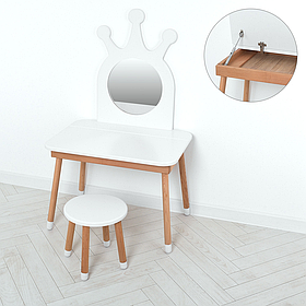 Трюмо дитяче дерев'яне зі стільчиком та ящиком 03-01WBOX