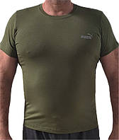 Мужская футболка пума хаки ОПТ, мужские нательные футболки на лето Турция р.46 48 50 52 54