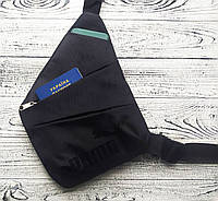 Мужская сумка кобура PUMA, черная мужская сумка PUMA из плотного текстиля Oksford, сумка-слинг мужская Пума