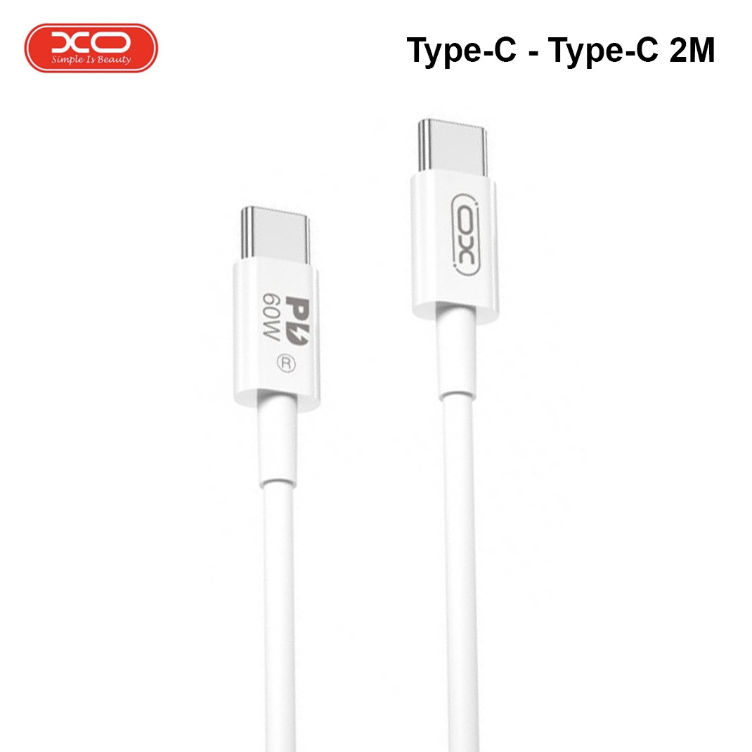 Кабель швидкого заряджання та синхронізації USB XO NB-Q190B Type-C - Type-C 2М Білий, фото 1