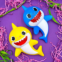 Игрушка антистресс Акула мягкая детская, сквиш рыба голубая/желтая для детей с запахом, squishy fish shark