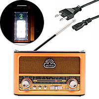 Радиоприемник с фонариком и USB GOLON RX BT087, Коричневый / Портативное радио Bluetooth / ФМ радио