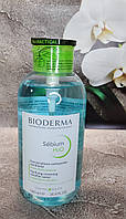 Bioderma Sebium H2O, міцелярна рідина для жирної, комбінованої та акне шкіри, з дозатором, 500 мл