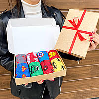 Подарочный набор носков для мальчика с супергероями Marvel 9 пар в подарочной коробке 36-41р