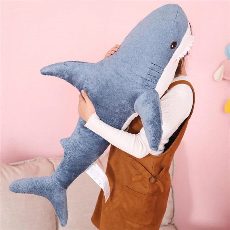 Велика акула іграшкова 100 см Синя , Іграшка подушка антистрес , М'які Іграшки для Сну