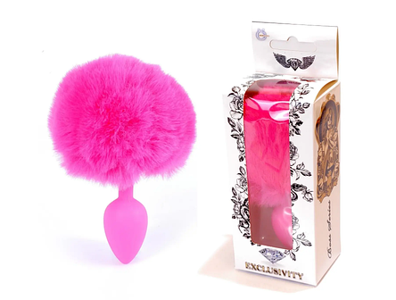 Анальна пробка (розмір S) з хвостом Boss Series - Silicon PLUG Bunny Tail Pink, фото 1