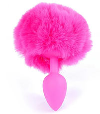 Анальна пробка (розмір S) з хвостом Boss Series - Silicon PLUG Bunny Tail Pink, фото 3
