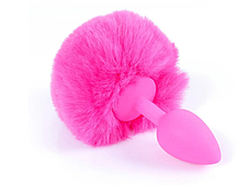 Анальна пробка (розмір S) з хвостом Boss Series - Silicon PLUG Bunny Tail Pink, фото 4