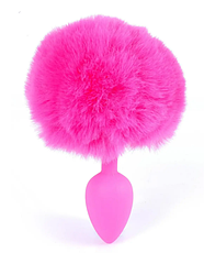 Анальна пробка (розмір S) з хвостом Boss Series - Silicon PLUG Bunny Tail Pink, фото 5