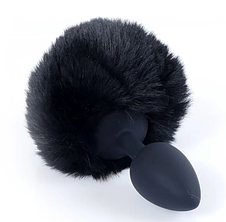 Анальна пробка (розмір S) з хвостом Boss Series - Silicon PLUG Bunny Tail Black, фото 4
