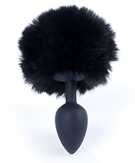Анальна пробка (розмір S) з хвостом Boss Series - Silicon PLUG Bunny Tail Black, фото 5