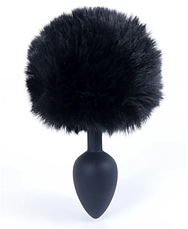 Анальна пробка (розмір S) з хвостом Boss Series - Silicon PLUG Bunny Tail Black, фото 6