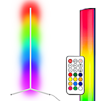 Торшер напольный RGB, угловой напольный светильник, LED лампа напольная 150 см белый с пультом управления