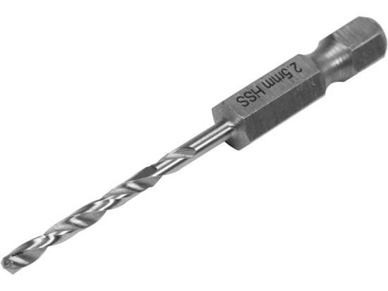 Свердло по металу YATO: HSS6542, Ø=2.5мм, HEX-1/4", l=57/26мм, для нержав., конструкт., легов. сталі