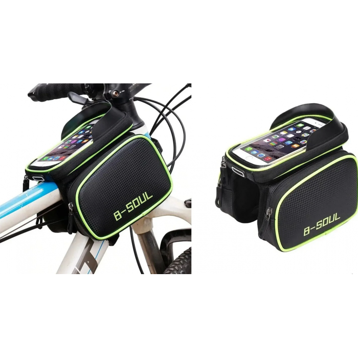 Сумка велосипедная B-Soul 57662 Велосумка прозрачный карман для смартфона 5,5 Черная - фото 1 - id-p1814243980