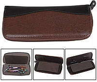 Кожаный пенал для парикмахерских ножниц для стрижки волос на молнии Scissors tool case