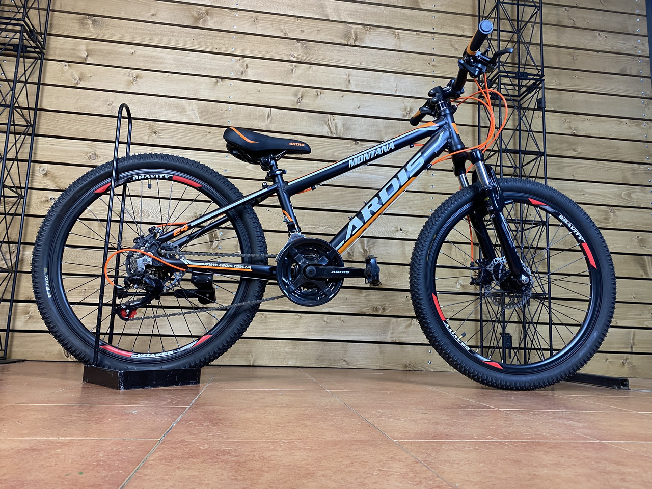 Велосипед підлітковий спортивний гірський чорно-помаранчовий Ardis Montana 24" на зріст 125-140 см