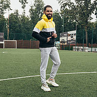 Мужской спортивный костюм весна осень, желто-черная худи и светло-серые штаны от производителя размер S