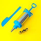 Кондитерський шприц зі змінними насадками + лопатка (металевий), фото 5