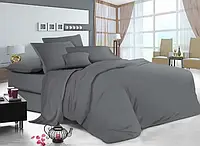 Двуспальное постельное белье с простынью на резинке Ранфорс (20659) Однотонное постельное белье