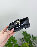 Туфли детские черные классические с пряжкой для девочки